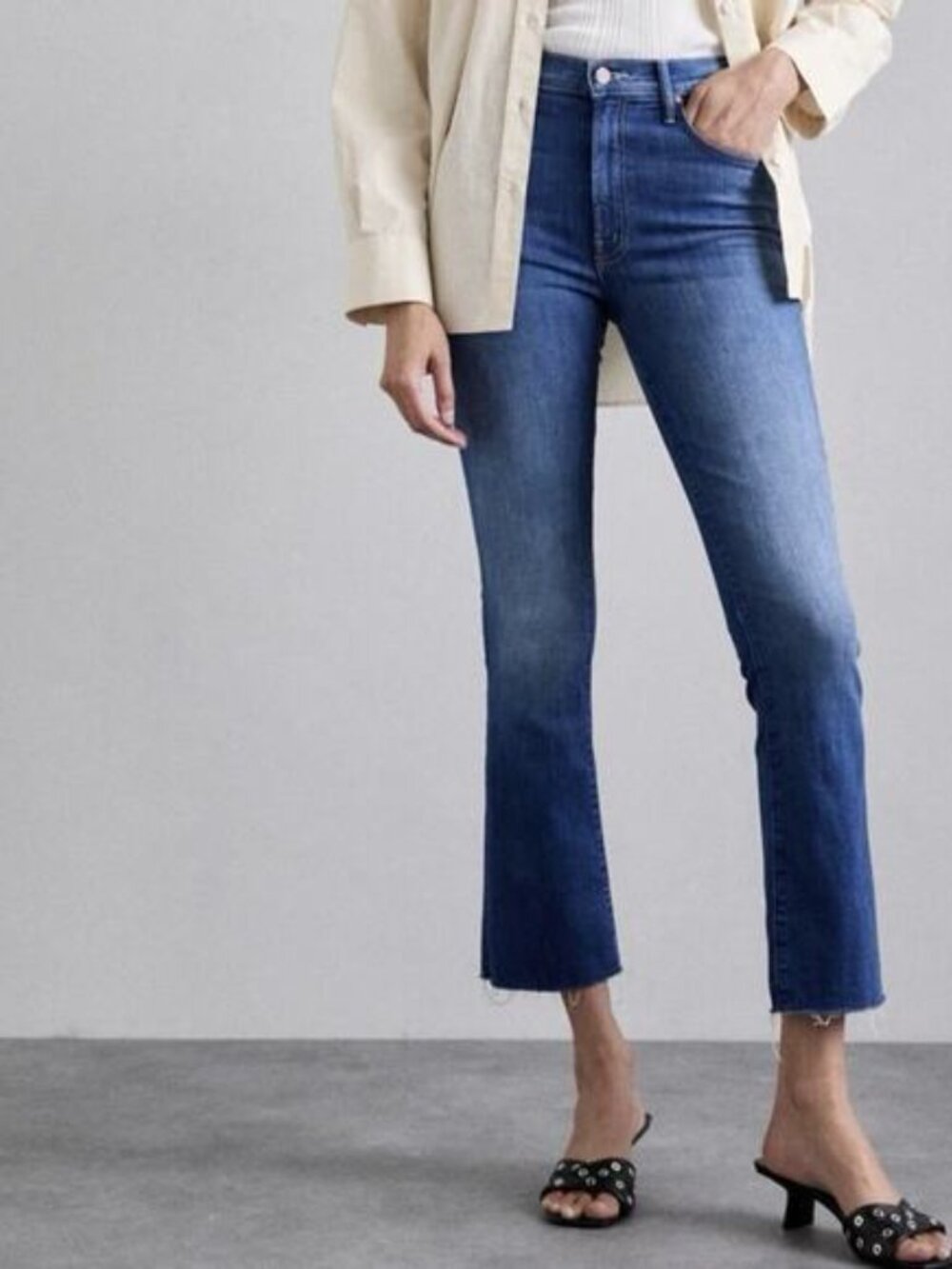 Mother The Insider Flood Fray Jeans in We Got the Beat Size 25